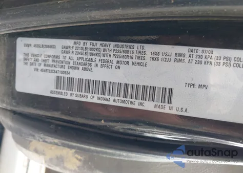 2004 Subaru Baja Sport из США, поврежденный, VIN 4S4BT62C547100534